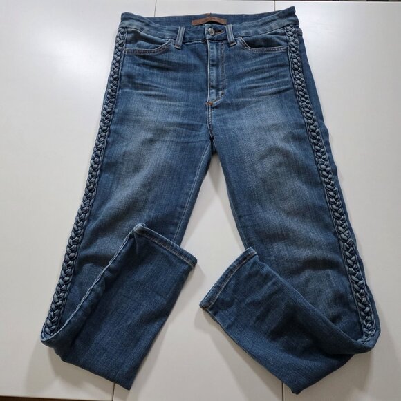 Joes Jeans Womens 28 Blue The Charlie High Rise Skinny Ankle Side Denim Braids - Picture 9 of 16